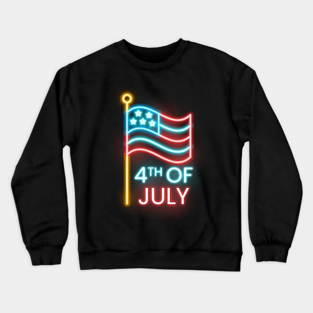 4th Of July Neon Crewneck Sweatshirt by LAKOSH